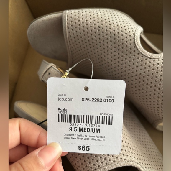 Beige Block Heel Sandals - Picture 3 of 5